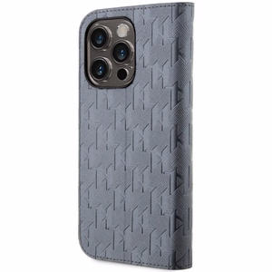 Karl Lagerfeld KLBKP14XSAKLHPG iPhone 14 Pro Max 6.7 kirjakuori hopeinen/hopeinen Saffiano Monogram
