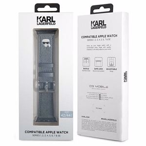 KARL LAGERFELD silikoninen kellonranneke Apple Watch KLAWLOKHG (SAFFIANO KH 42 / 44 mm) hopea