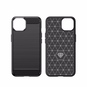 Carbon Case iPhone 14 kotelo joustava geeli takakuori sininen