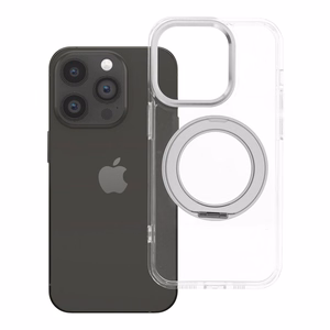 Frame Circle Stand-suojakuori mallille iPhone 14 Pro, MagSafe-yhteensopiva – läpinäkyvä