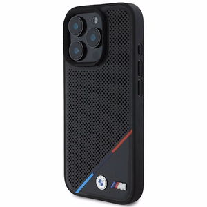 BMW M Perforated Tricolor Line MagSafe Suojakuori iPhone 16 Pro:lle - musta