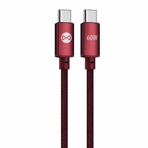 Forever Vibe kaapeli USB-C - USB-C 1,0 m 60W viininpunainen