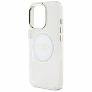 Guess IML Metal Colored Circle Classic Logo MagSafe Suojakuori iPhone 16 Pro Max:lle - valkoinen