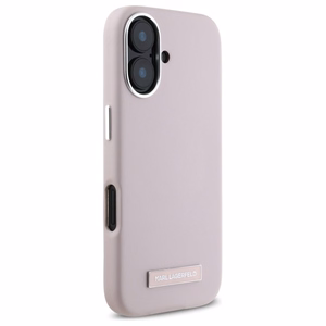 Karl Lagerfeld FW Metal Plate MagSafe iPhone 16 Suojakuori - Vaaleanpunainen