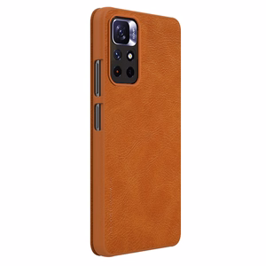 Nillkin Qin Asia Asia Xiaomi Redmi Note 11T 5G / Note 11S 5G / Note 11 5G (Kiina) / Poco M4 Pro 5G Camera Cover Holster Cover Flip Case Brown
