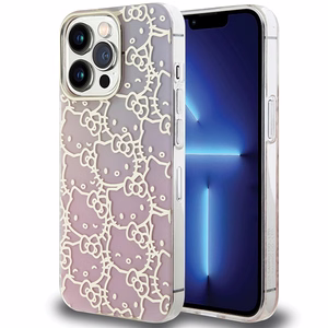 Hello Kitty IML Gradient Electrop Crowded Kitty Head Suojakuori iPhone 14 Pro Max:lle - vaaleanpunainen