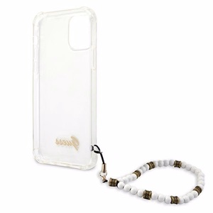 Guess GUHCP12LKPSWH iPhone 12 Pro Max 6.7" läpinäkyvä kovakotelo Valkoinen helmi