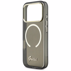 Guess IML Script Metal MagSafe Suojakuori iPhone 17 Pro Max:lle - musta