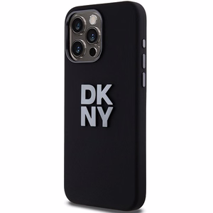 DKNY Liquid Silikoninen Metal Logo Suojakuori iPhone 15 Pro:lle - musta
