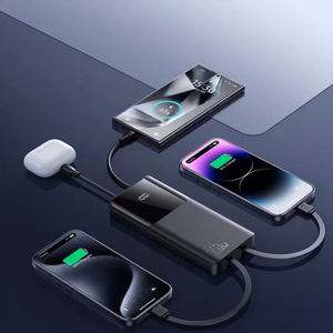 Joyroom JR-PBF19 22.5W 10000mAh Powerbank with Two Built-in Cables - Black