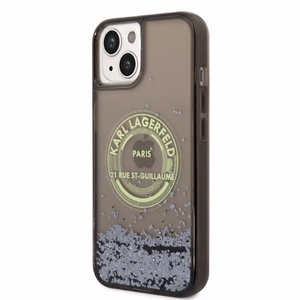 Karl Lagerfeld Liquid Glitter RSG suojakuori iPhone 14:lle - musta