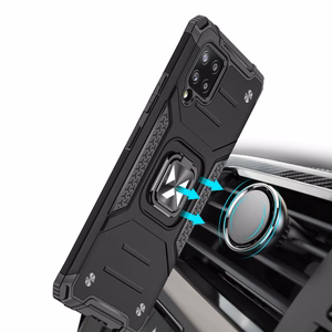 Wozinsky Ring Armor Case Kickstand Kova Rugged Cover Samsung Galaxy A42 5G vaaleanpunainen vaaleanpunainen