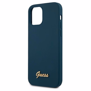 Guess GUHCP12LLSLMGBL iPhone 12 Pro Max 6.7" sininen/sininen kovakotelo Metalli Logo Script