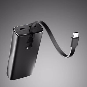 SBS 10000mAh PD 20W Powerbank LCD-näytöllä ja sisäänrakennetulla USB-C-kaapelilla - harmaa