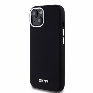 DKNY Liquid Silikoninen Small Metal Logo MagSafe Suojakuori iPhone 15 Plus / 14 Plus:lle - musta