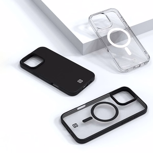 Incipio Velocity -suojakuori MagSafe-tuella iPhone 16 Pro Max -puhelimelle, läpinäkyvä mustalla reunuksella
