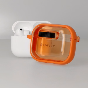 Liavec SlideLock Case for Apple AirPods Pro 3 transparent-orange