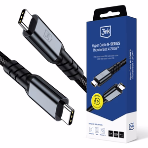 3mk Hyper Cable N-SERIES Thunderbolt 4 USB-C / USB-C 1m 48V/5A 40Gb/s 240W 8K60Hz - musta