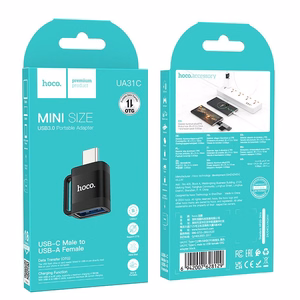 Hoco UA31C - OTG-sovitin USB-C - USB-A 3A (musta)