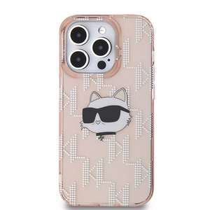 Karl Lagerfeld IML Choupette Head & Monogram suojakuori iPhone 14 Pro Max:lle - vaaleanpunainen