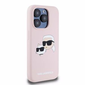 Karl Lagerfeld Silikoninen Karl & Choupette MagSafe Suojakuori iPhone 15 Pro Maxille - vaaleanpunainen