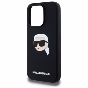 Karl Lagerfeld KLHMP15LSKHPPLK iPhone 15 Pro 6.1 musta/musta kovakuori Silikoninen Karl Head Print MagSafe