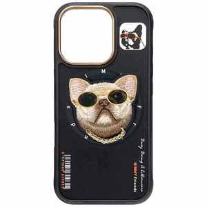Nimmy Glasses Cool Dog MagSafe Suojakuori iPhone 16 Pro:lle - musta