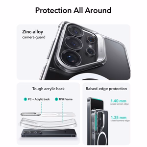 ESR Classic Hybrid Kickstand MagSafe Suojakuori Samsung Galaxy S26 Ultralle - Kirkas