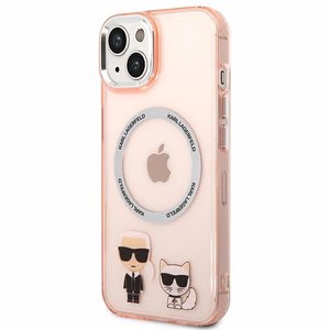 Karl Lagerfeld KLHMP14MHKCP iPhone 14 Plus 6.7 kovakuori vaaleanpunainen / vaaleanpunainen Karl & Choupette Aluminum Magsafe