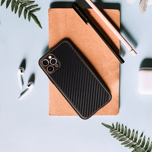 TEL PROTECT Nahkainen Carbon Suojakuori iPhone 11 Pro:lle musta