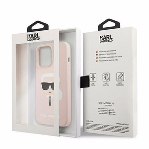 Karl Lagerfeld Suojakuori iPhone 13 Pro:lle KLHCP13LSLKHLP Silikoninen K. Head Vaaleanpunainen