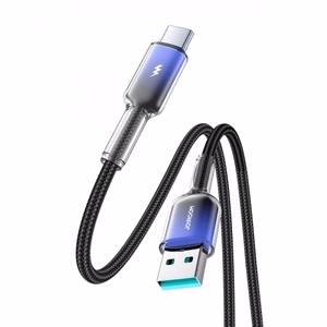 Joyroom S-A42 Crystal-Clear Series 3A USB-A - USB-C -kaapeli 1,2 m - musta