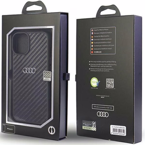 Audi Carbon Fiber Suojakuori iPhone 14 6.1 musta/musta kova kuori AU-TPUPPCIP14-R8/D2-BK
