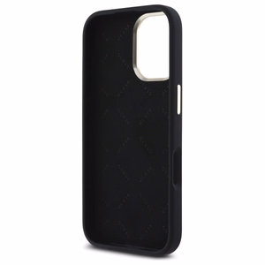 Guess Silicone Script Metal Logo & Frame Case for iPhone 16 Plus - Black