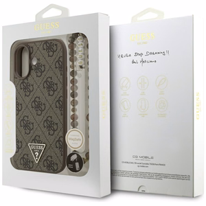 Guess 4G Strap Triangle Logo MagSafe Suojakuori iPhone 17:lle - ruskea