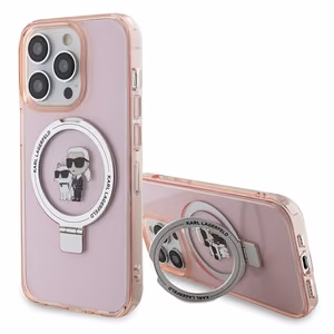 KARL LAGERFELD Suojakuori IPHONE 15 Pro Max MagSafe-yhteensopiva KLHMP15XHMRSKCP (Ringstand KC) vaaleanpunainen