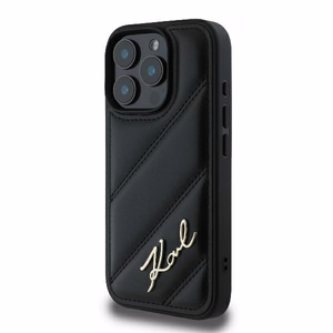Karl Lagerfeld Quilted Signature Suojakuori iPhone 16 Pro:lle - musta