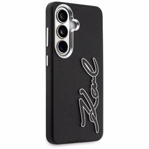 Karl Lagerfeld Grained Signature Metal Resin Logo -suojakuori Samsung Galaxy S26:lle - musta