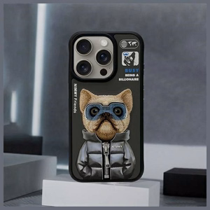 NIMMY suojakuori COOL&CUTE 2.0 Koira iPhone 15 Pro:lle musta
