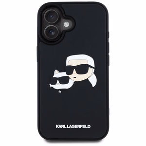 Karl Lagerfeld HC 3D Rubber Double Heads Suojakuori iPhone 16:lle - musta