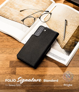 Ringke Folio Signature Flip Leather Case for Samsung Galaxy S22 + (S22 Plus) Black (FSS118R262)