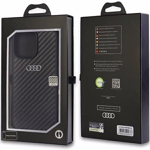 Audi Carbon Fiber Suojakuori iPhone 14 Pro Max 6.7 musta/musta kova kuori AU-TPUPCIP14PM-R8/D2-BK