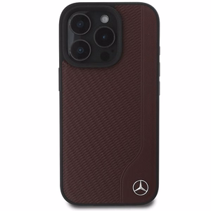 Mercedes MB Wood Imitation Nahkainen MagSafe Suojakuori iPhone 16 Pro Max:lle - Punainen