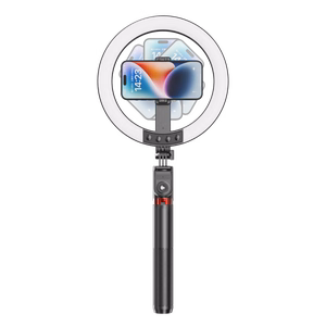 Blavec Selfie Ring Lamp Aluminium Aura LED RGB P-50 25 cm kolmijalka + kauko-ohjain + 2,3 m musta (vaurioitunut pakkaus)