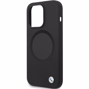 BMW BMHMP14LSILBK2 Suojakuori iPhone 14 Pro:lle - musta Signature Liquid Silicone MagSafe
