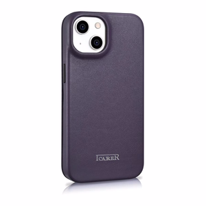 iCarer CE Premium Nahka Folio Case iPhone 14 Plus Magneettinen Flip Nahka Folio Case MagSafe Tumman violetti (WMI14220715-DP)