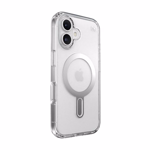 Speck Presidio Perfect-Clear -suojakuori MagSafe- ja ClickLock-tuella iPhone 16:lle, Clear/Chrome
