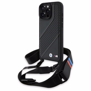 BMW M Edition Carbon Stripe & hihna suojakuori iPhone 16 Pro Max:lle - musta