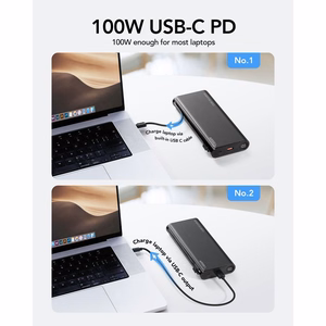 Ulkoinen akku Veger TCE130 (W2503) PD 130W 25000 mAh sisäänrakennetuilla Type C -kaapeleilla / Lightning musta