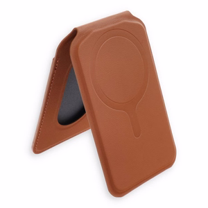 Nahkalompakko telineellä, yhteensopiva MagSafe Satechi Vegan Leather Wallet Stand ruskea
